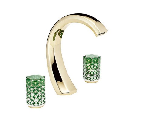 THG Nihal Porcelaine Verte Смеситель для раковины на 3 отверстия, с донным клапаном, цвет: Soft gold. U2R-F30-151