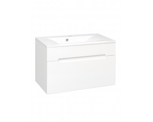 Тумба с раковиной Aqua de Marco Olivia 80 подвесная, 1 ящик, глянцевая белая