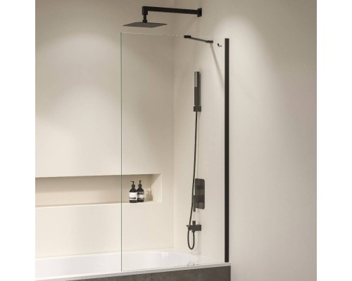 Шторка на ванну RGW Screens SC-151B 700x1500, профиль черный, стекло прозрачное 8 мм