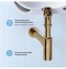 Комплект Wellsee Drainage System 182106001, с донным клапаном с переливом, золото