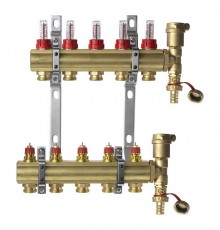 Комплект коллекторов Danfoss FHF-5F set с расходомерами, кронштейнами и воздухоотводчиками, 5 контуров. 088U0725