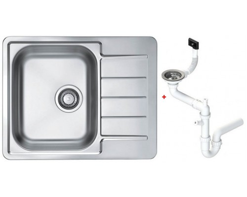 Alv 1144603 Line Max 110 Мойка I обор, 1 чаша, 0,7 мм, SAT, 3½ 610x500 +сифон 1130551