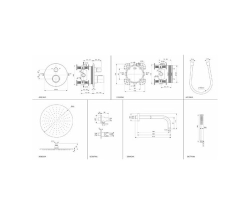 Ideal Standard Ceratherm T100 Душевой комплект: встраиваемый термостатический смеситель, верхний душ Oslash;30см., держатель, лейка для душа и шланг 175см., цвет: черный матовый. A7573XG