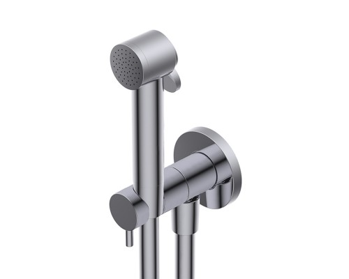 Ritmonio Diametro35 Гигиенический душ с лейкой из латуни, шлангом 800mm, шланговым соединением с держателем и запорным краном, цвет: Brushed. 72J026IX