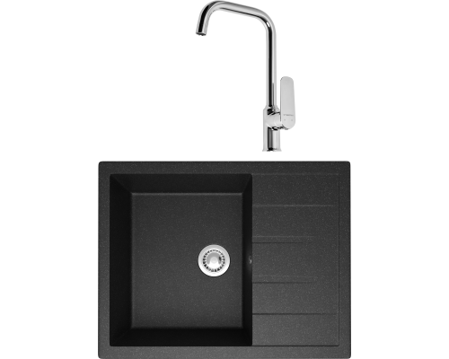Комплект Мойка кухонная Domaci Болонья М-151-007 антрацит + Смеситель STWORKI