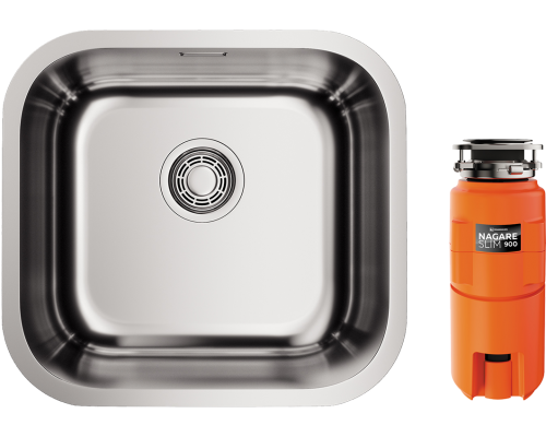 Комплект Мойка Omoikiri Omi 44-U/I-IN нержавеющая сталь + Измельчитель Nagare slim 900
