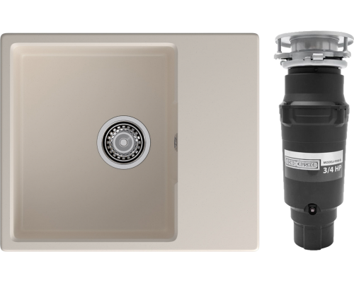 Комплект Мойка GranFest Urban 658L белая + Измельчитель Bone Crusher BC 910-SL-Slim Line