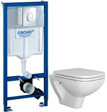 Комплект Унитаз подвесной VitrA Berg 5507B003-6280 с микролифтом + Инсталляция Grohe Rapid SL 38721001 3 в 1 с кнопкой смыва