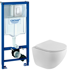 Комплект Унитаз подвесной BelBagno Libero BB11051CH-TOR/SC безободковый + Инсталляция Grohe Rapid SL 38772001 3 в 1 с кнопкой смыва