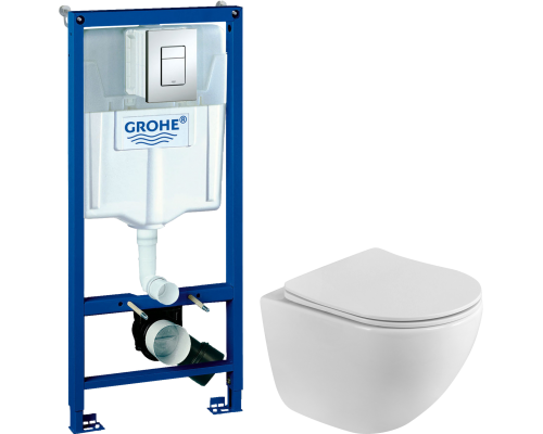 Комплект Унитаз подвесной BelBagno Libero BB11051CH-TOR/SC безободковый + Инсталляция Grohe Rapid SL 38772001 3 в 1 с кнопкой смыва
