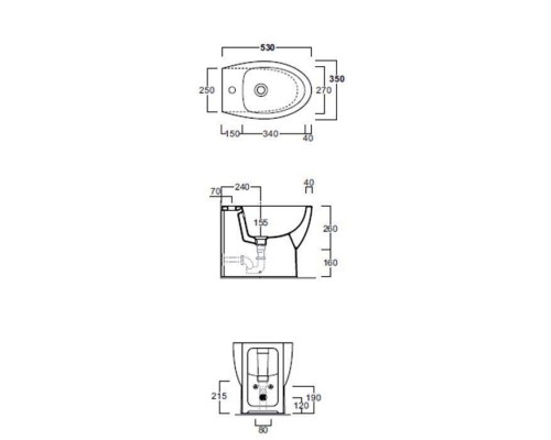 SIMAS Simas Lft Spazio Биде приставное 35х53 см,  с 1 отв, цвет: белый. F88,  LFT23 bi*1