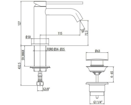 Gattoni Circle Two Смеситель для раковины, 1 отв., с донным клапаном, цвет: Nero Opaco. 9140/91NO Gattoni Circle Two Смеситель для раковины, 1 отв., с донным клапаном, цвет: Nero Opaco. 9140/91NO