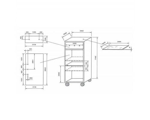 Decor Walther RS 1 Шкафчик передвижной 38x30x80см, стекло белое, напольынй, цвет: сталь полированная. 0704270