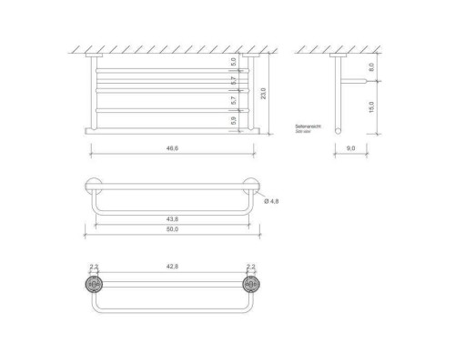 Decor Walther Basic KHT Полотенцедержатель 50см, подвесной, цвет: черный матовый. 0531860