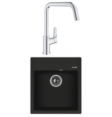 Комплект Мойка Florentina Липси 460 антрацит + Смеситель Grohe Eurosmart