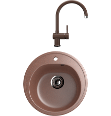 Комплект Мойка кухонная Ulgran U-101 -307 терракотовый + Смеситель U-021 терракот