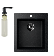 Мойка кухонная Ulgran U-404 308 черная + дозатор U-02 черный