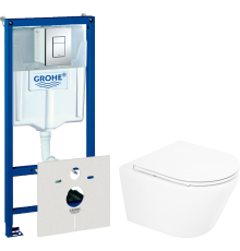 Комплект Унитаз подвесной BelBagno Tre BB8001CHR/SC + Инсталляция Grohe Rapid SL 38772001 3 в 1 с кнопкой смыва + Шумоизоляция 37131000