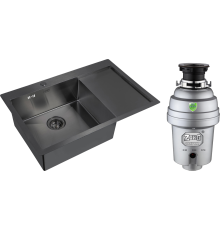 Комплект Мойка кухонная Zorg Inox PVD 7851 L grafit + Измельчитель Inox D ZR-56 D