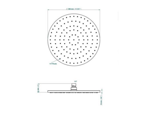 THG Mandarine metal Верхний душ Oslash;300 мм., цвет: полированное золото. G00-F01-280EP,  U1A-F01-84L