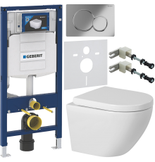 Комплект Унитаз подвесной BelBagno Sfera-r + Крышка Norma BB865SC с микролифтом + Инсталляция Geberit Duofix UP 320 111.300.00.5 + Кнопка Sigma 01 115.770.21.5 хром + Крепления 111.815.00.1 к стене + Шумоизоляция