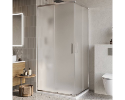 Душевой уголок BelBagno Luce AH-2-100/80-P-Cr, 100x80, профиль хром, стекло рифленое
