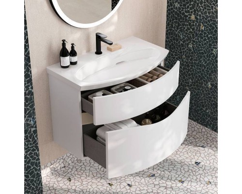 Kerama Marazzi Riva Тумба подвесная 80см, с раковиной, цвет: белый матовый. RV.wb.80,  RV.80\WHT.M