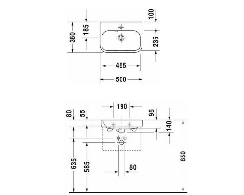 DURAVIT Happy D.2 Раковина 50x36 см, 1 отв., цвет: белый. 0710500000