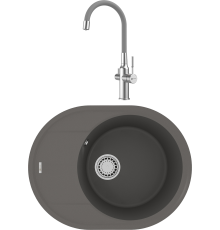 Комплект Мойка кухонная Lemark Lacha 620 9910053 серый шелк + Смеситель Expert LM5083S-Gray сталь, серый