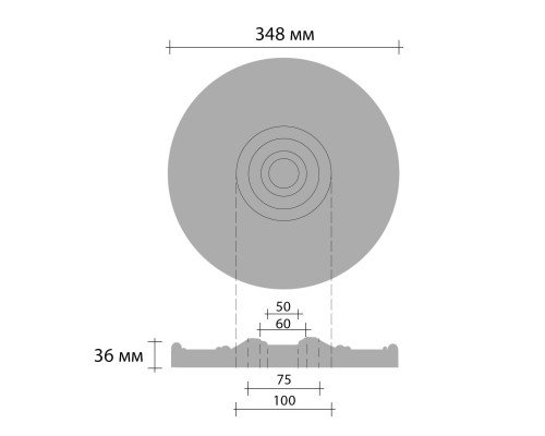 Розетка потолочная DECOMASTER DM-0361-60 (384*348*38мм) Розетка потолочная DECOMASTER DM-0361-60 (384*348*38мм)