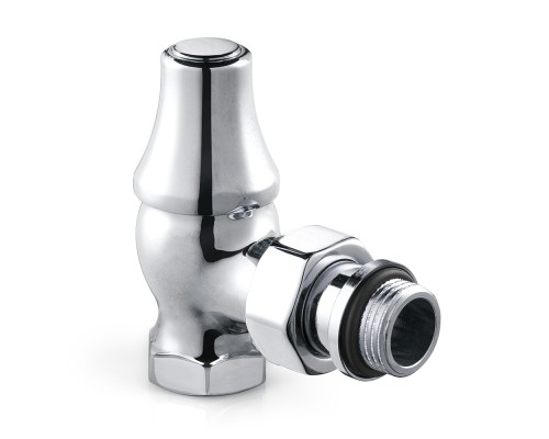 Запорный клапан SR Rubinetterie угловой для радиатора, серияретро 1/2, цвет хром 0341-1500C000