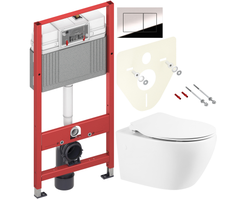 Комплект Унитаз подвесной BelBagno Prospero BB507B + Крышка BB2020SC с микролифтом, петли хром + Инсталляция TECE Now 9400412 4 в 1 с кнопкой смыва Комплект Унитаз подвесной BelBagno Prospero BB507B + Крышка BB2020SC с микролифтом, петли хром + Инсталляция TECE Now 9400412 4 в 1 с кнопкой смыва