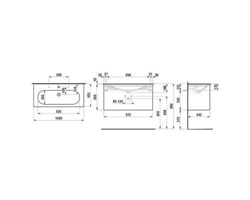 Laufen Lua База с раковиной 100х45хh52см, с 1 отв., 2 ящика, цвет: белый матовый. 8.6008.8.260.104.1 Laufen Lua База с раковиной 100х45хh52см, с 1 отв., 2 ящика, цвет: белый матовый. 8.6008.8.260.104.1