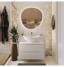 Мебель для ванной комнаты BOND Cube 80 подвесная, белая матовая, с раковиной Oval S15-590