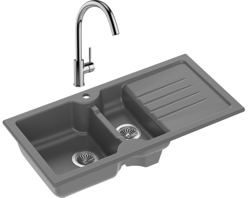 Комплект Мойка кухонная Domaci Сиена 54100-112 антрацит + Смеситель STWORKI HDN0112XH