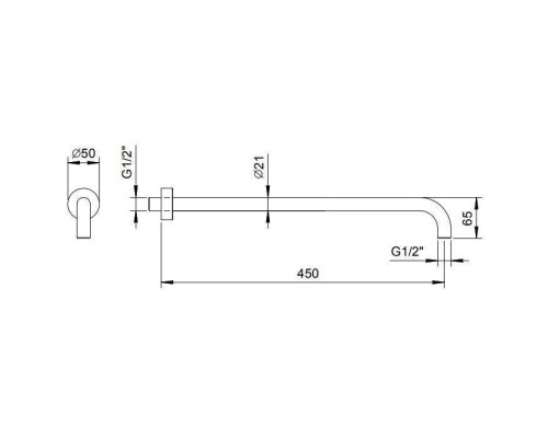 Fantini Venezia Держатель верхнего душа 45см., настенный, цвет: Raw Metal PVD. 86 Q8 8028