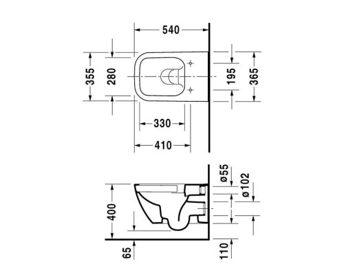 Duravit Happy D.2 Plus Унитаз подвесной rimless 36.5x54см, , вкл. крепление Durafix, с покрытием WG, цвет: антрацит матовый. 22220989001