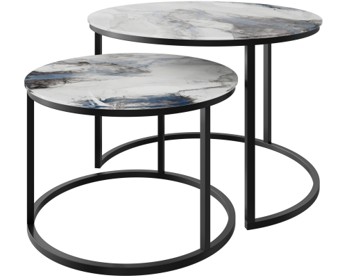 Комплект столов DIWO Краснодар белый мрамор, черный