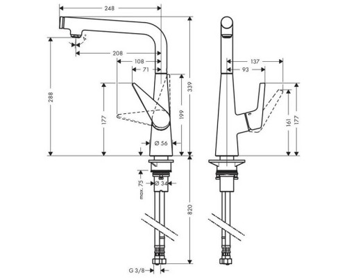 Hansgrohe Talis Select S, Смеситель для кухни, с выдвижным душем, Цвет: сталь. 72821800 Hansgrohe Talis Select S, Смеситель для кухни, с выдвижным душем, Цвет: сталь. 72821800
