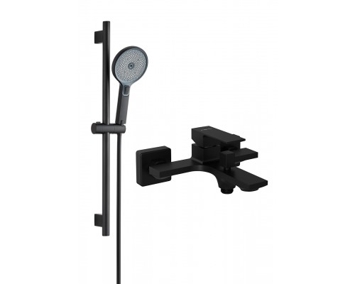 Смеситель для ванны с душем STWORKI Карлстад S35100MB + Душевой гарнитур Гётеборг S03190BK, матовый черный
