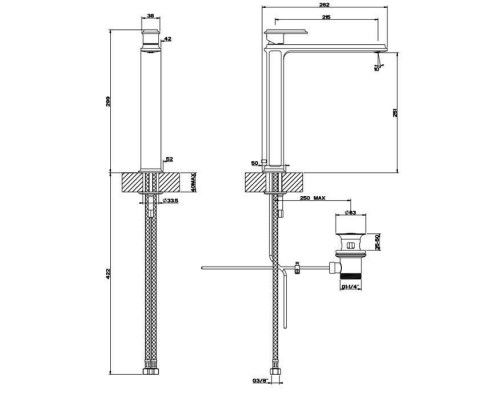 Gessi Eleganza Смеситель для раковины на 1 отверстие, высокий, с донным клапаном, цвет: Finox. 46003#149