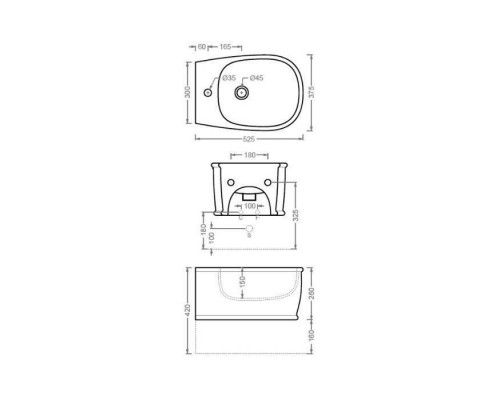 Artceram Atelier Биде подвесное 36х52см., 1 отв., цвет: черный. ATB001 03 00