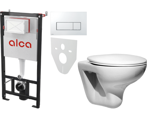Комплект Унитаз подвесной Roca Mateo 346200000 + Крышка ZRU9302822 с микролифтом, петли хром + Инсталляция AlcaPlast AM101/1120-4:1 RU M571-0001 кнопка смыва хром