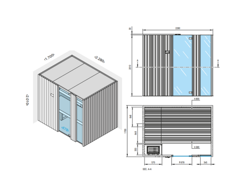 Effegibi Auki 60 Сауна 228x170x201см, пристенная, цвет: канадский хемлок. SA 50 60 0050 Effegibi Auki 60 Сауна 228x170x201см, пристенная, цвет: канадский хемлок. SA 50 60 0050
