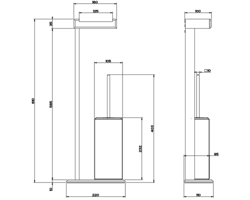Gessi Eleganza Напольная стойка 61см., с держателем для туалетной бумаги и ершиком, подвесной, цвет: хром/белый. 46553#031