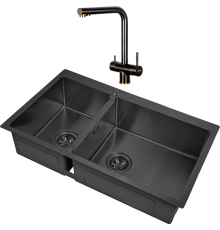 Комплект Мойка кухонная Zorg Inox PVD 78-2-51 R grafit + Смеситель Inox SZR-7039 BR/GRAFIT бронза графит