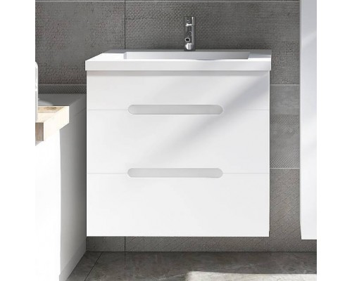 Тумба под раковину VIANT Марсель 60, подвесная, 2 ящика, глянцевая белая