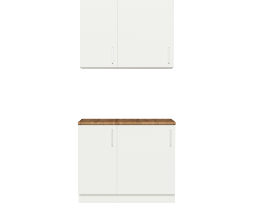 Кухонный гарнитур Domaci Болонья 160 см, фасад белый, ручка хром, столешница дуб вотан KUH-708205