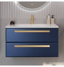 Тумба с раковиной Cezares Eco 75 2 ящика, ручки сатиновое золото, sapfiro