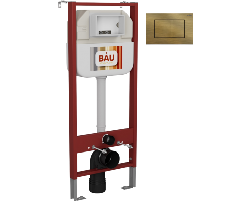 Система инсталляции для унитазов Bauedge Neo NEO45700 с кнопкой Bauedge Stil бронза